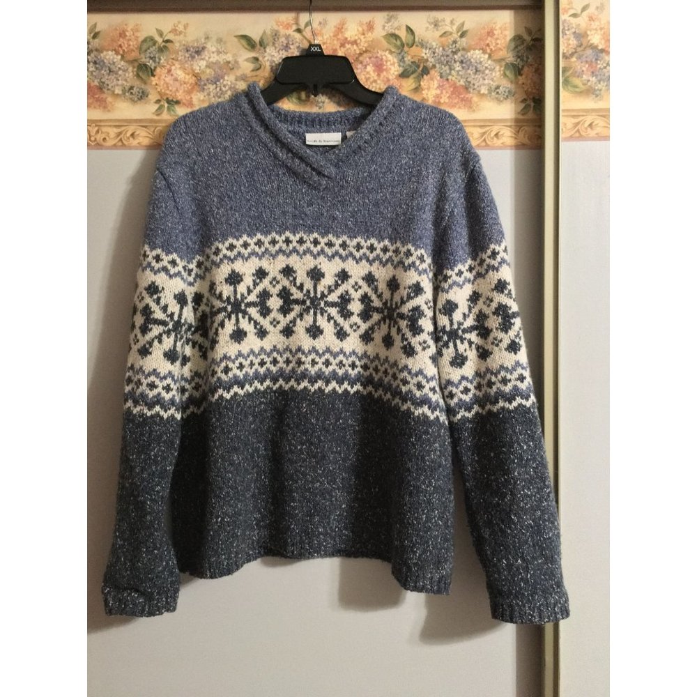 Croft & Barrow Large Wool Snowflake Knit Classic Outdoor Warm Sweater